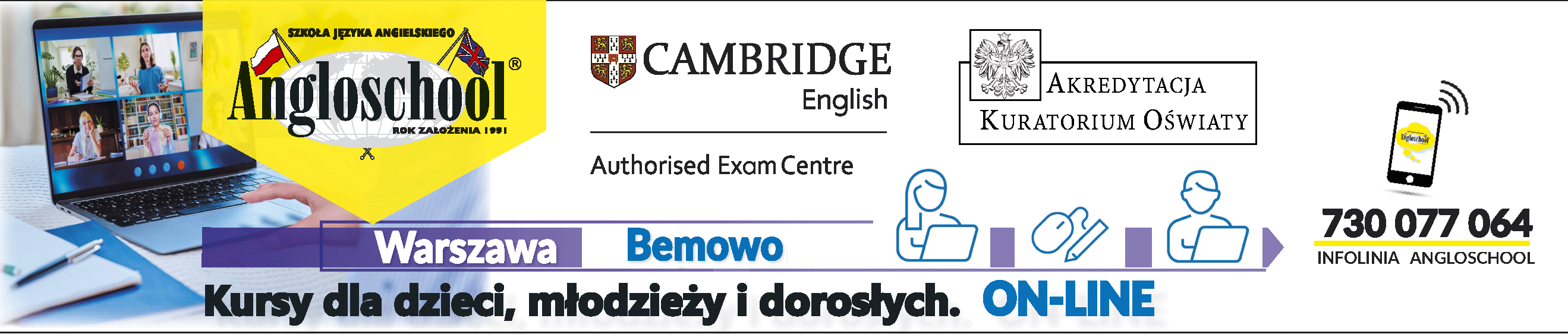 Angloschool Bemowo - Angielski Warszawa dla dzieci, młodzieży i dorosłych, lekcje stacjonarne i Online.
