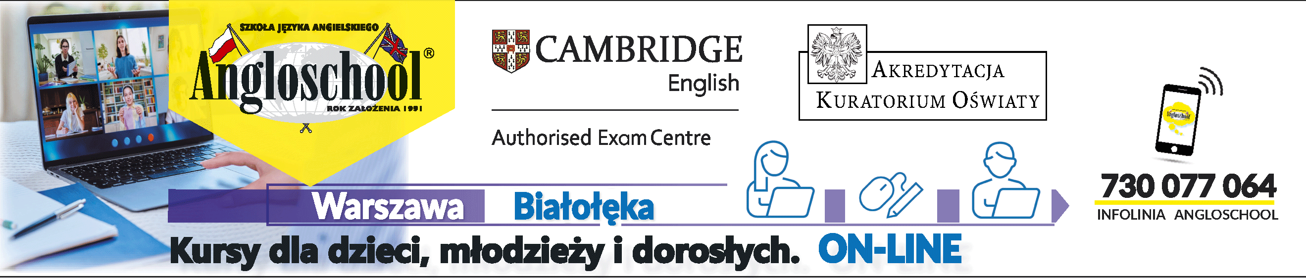 Angloschool Białołęka - Angielski Warszawa dla dzieci, młodzieży i dorosłych, lekcje stacjonarne i Online.