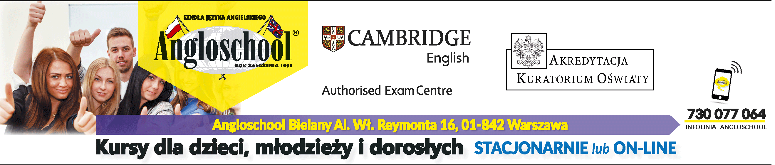 Angloschool Bielany - Angielski Warszawa dla dzieci, młodzieży i dorosłych, lekcje stacjonarne i Online.