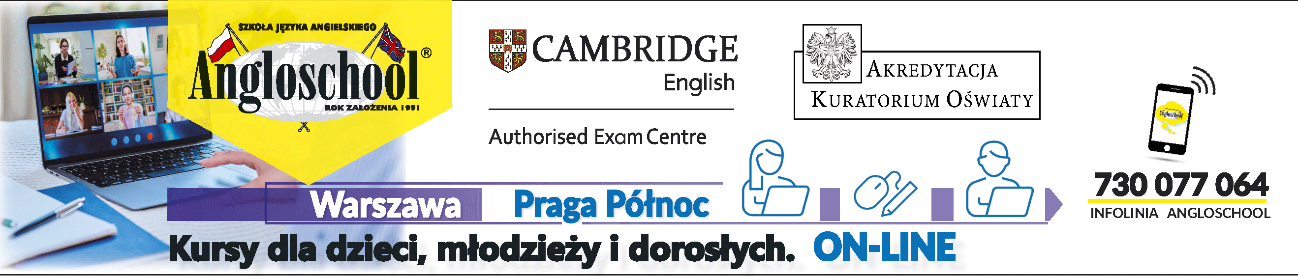 Angloschool Praga Północ - Angielski Warszawa dla dzieci, młodzieży i dorosłych, lekcje stacjonarne i Online.